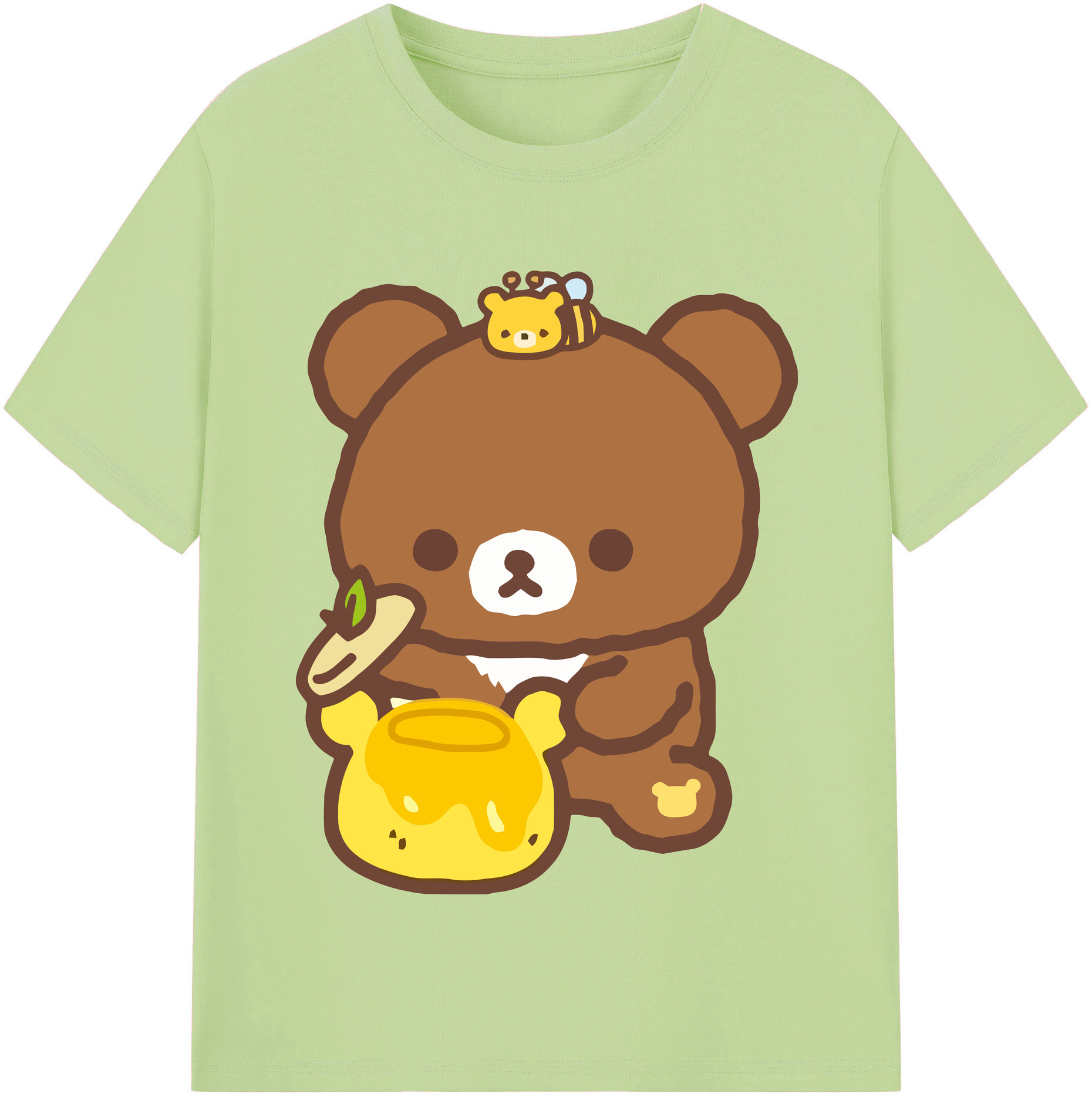（画像用） リラックマ リラックマ キイロイトリ Rilakkuma Korilakkuma Kiiroitori 綿100％半袖Tシャツ（フロントプリント）